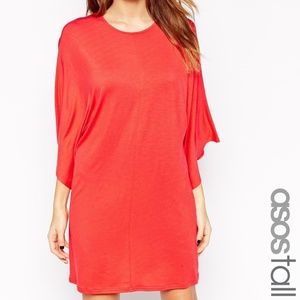 ASOS TALL T-Shirt Coral Red Dress Kimono Sleeve